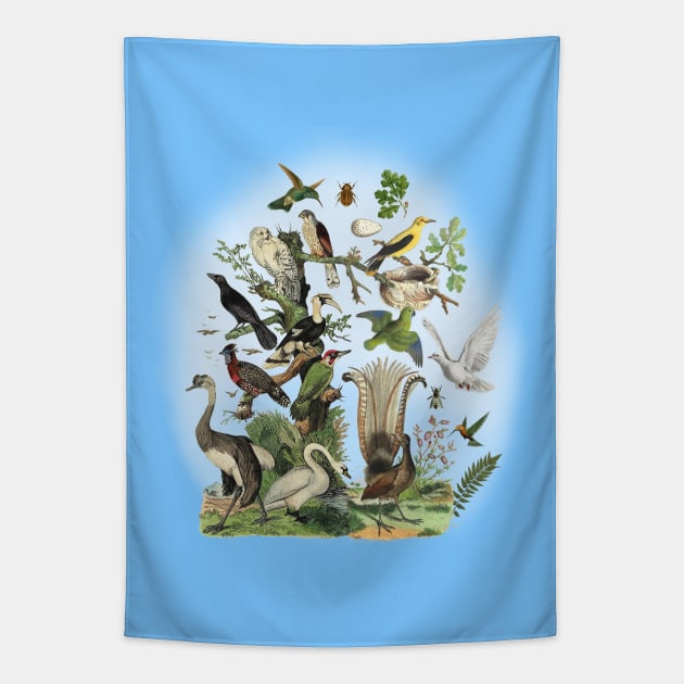 Birds Illustration Tapestry by Biophilia