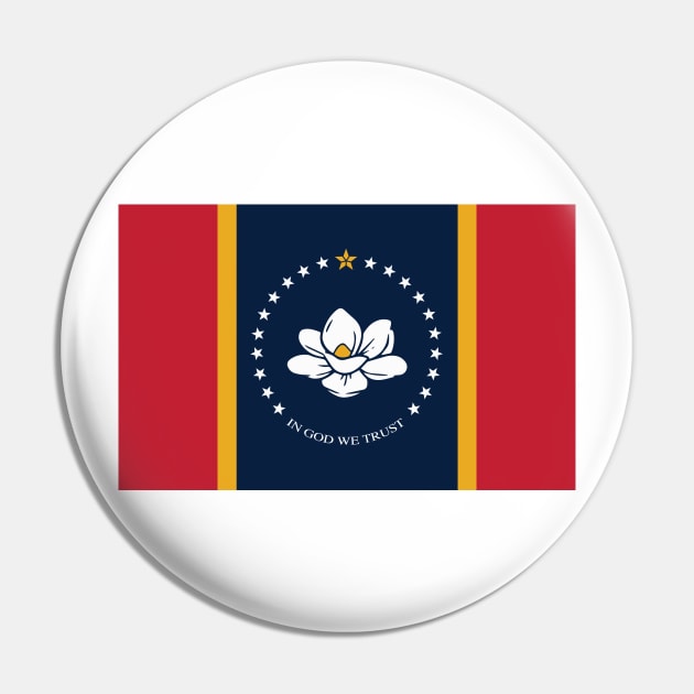 Mississippi Magnolia Flag Pin by somekindofguru