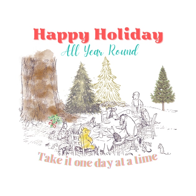 Happy Holiday All Year Round T-shirt, Vintage Tee, Pooh shirt by Retro Club