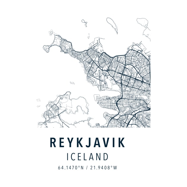 reykjavik simple map by boy cartograph