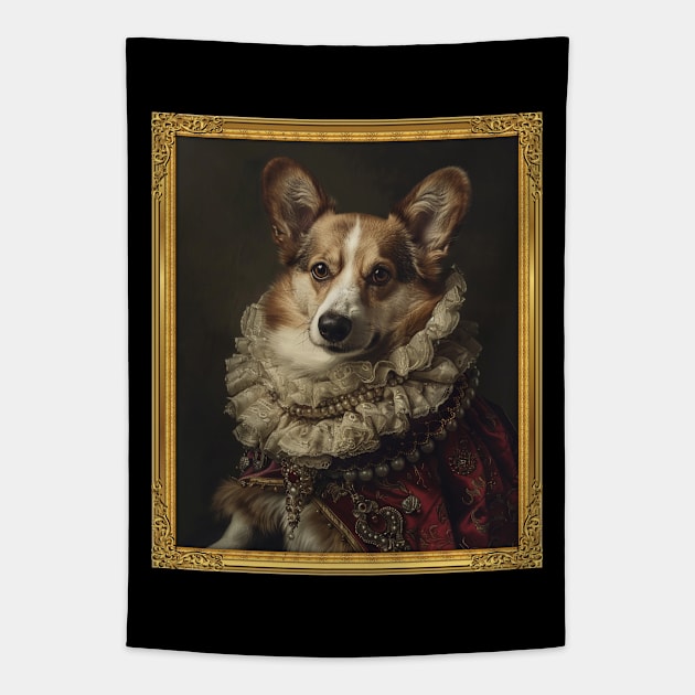 Royal Regalia: Corgi Princess Portrait (Framed) Tapestry by HUH? Designs