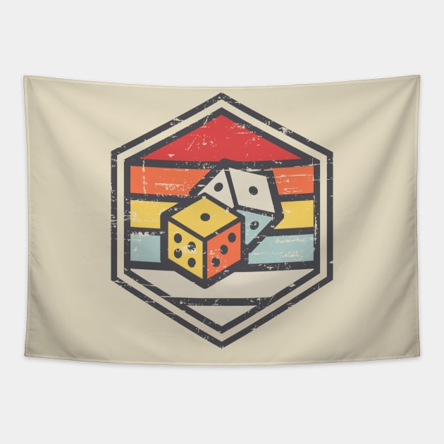 Retro Badge Dice Light Tapestry by rojakdesigns