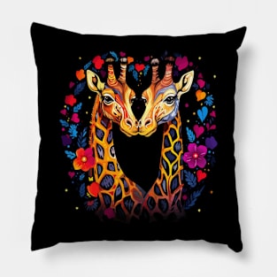 Giraffe Couple Valentine Pillow