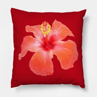 Red Hibiscus Vector Isolated Botanical Art Pillow