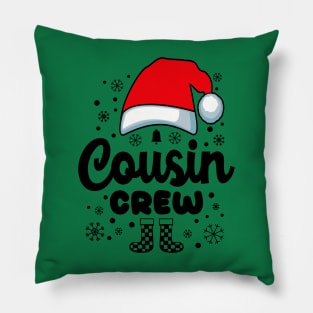 Christmas Family Cousin Santa Hat Black Text Pillow