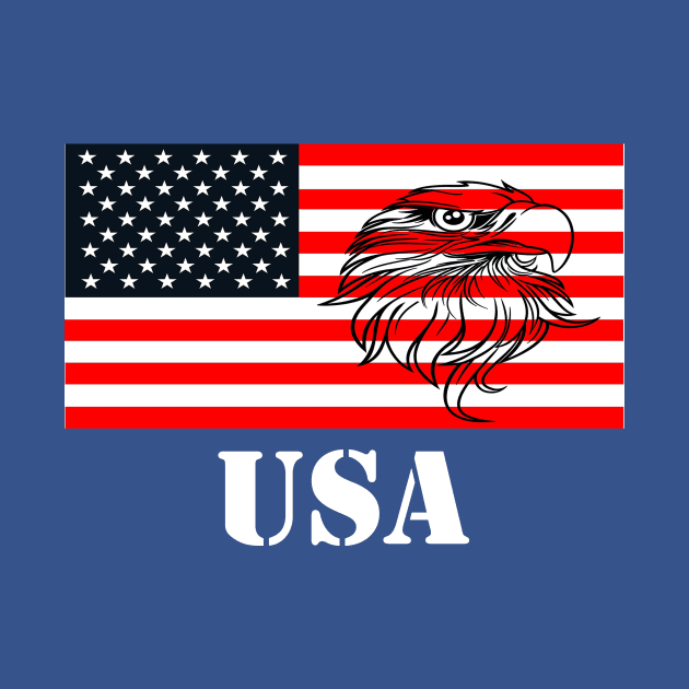 American Flag with Bald Eagle and USA logo by BlueDolphinStudios