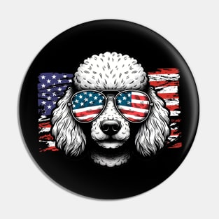 Poodle Patriotic Sunglasses American Flag 4th of July Pin