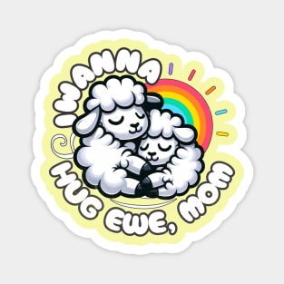 Cute Sheep Puns I Wanna Hug Ewe Mom Magnet