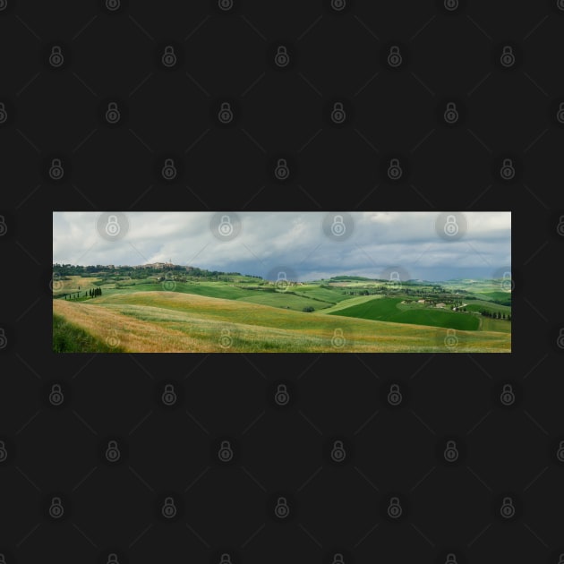 Panoramic view on Pienza in the Val d'Orcia, Tuscany by Dolfilms