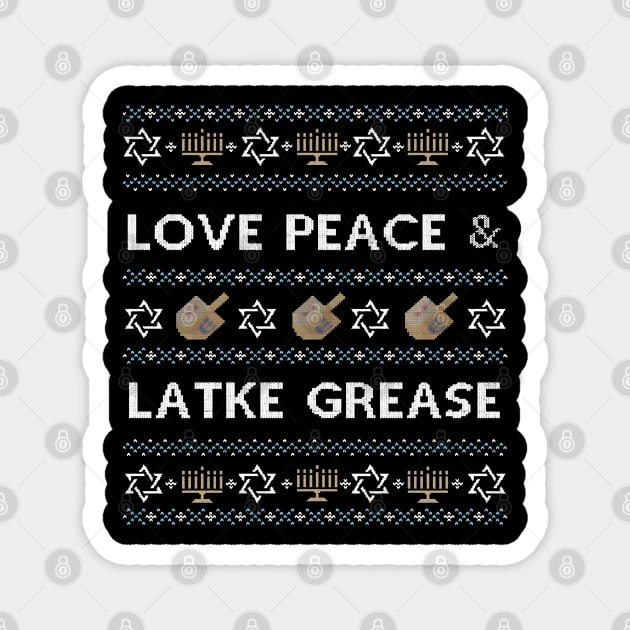 Hanukkah Ugly Sweater Love Peace Happy Holidays Magnet by BoongMie