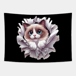 Funny Cut Out Cat Selfie Tapestry