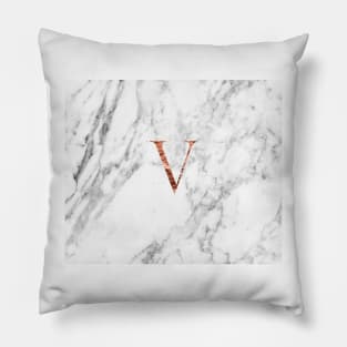 Monogram rose marble V Pillow