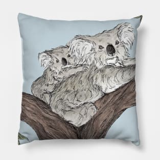 Cute Koalas in Tree Pillow