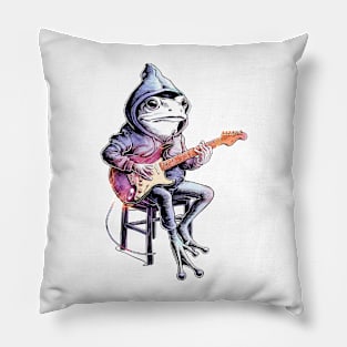 Frog Playing Guitar Pillow