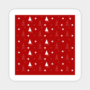 Red Christmas pattern elegant minimal tree Magnet