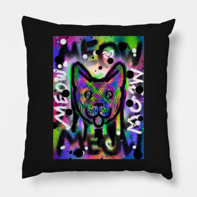 Spray Paint Cat V7 Pillow by IgorAndMore