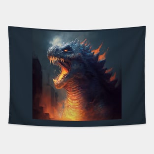 Bright Godzilla illustration Tapestry