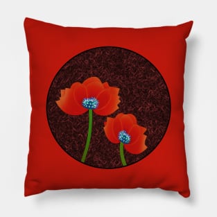 Digital Abstract of Red Poppies (MD23Mrl004) Pillow