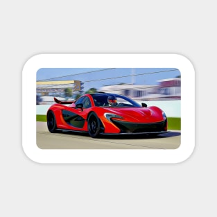 McLaren P1 Cartoon Drawing Action Print Magnet