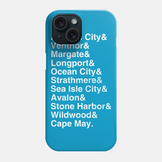 South Jersey Beaches List (distressed) Phone Case by GloopTrekker