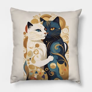 Gustav Klimt's Feline Embrace: Cats Inspired by 'The Kiss Pillow