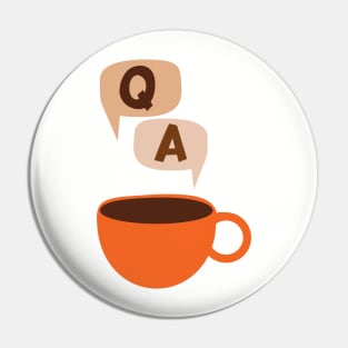 Coffee. The Question and The Answer. Retro Orange Cup Graphic Pin