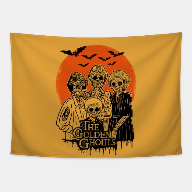 The Golden Ghouls Haloween Tapestry by ibyes