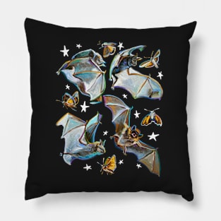 Midnight Mania Witchy Flying Bats Pattern by Robert Phelps Pillow