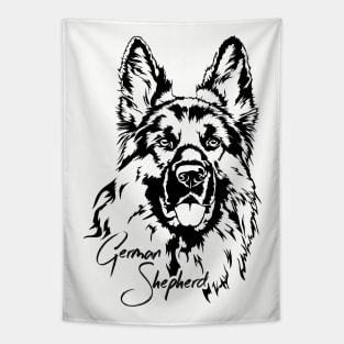 Funny Proud German Shepherd dog portrait Tapestry