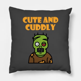 Cute and Cuddly Creepy Green Monster Dark Color Pillow