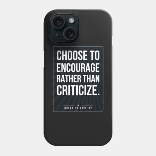 Rules to live by quote Subway style (white text on black) Phone Case