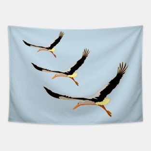 three beautiful storks Tapestry