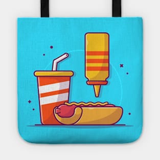 Hot Dog With Mustard And Soft Drink Cartoon Tote