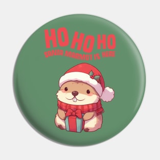 Ho Ho Ho Santa Marmot is Here Pin