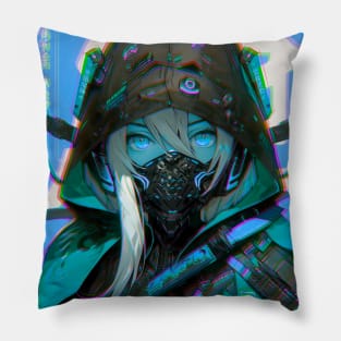 Blue Cyborg Ninja Pillow