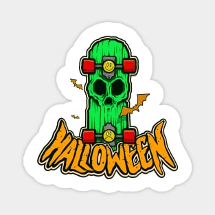 Zombie Skull Skateboard and Halloween Magnet