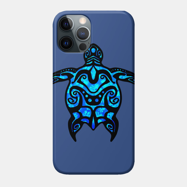 Cool Blue Tribal Turtle - Turtle - Phone Case