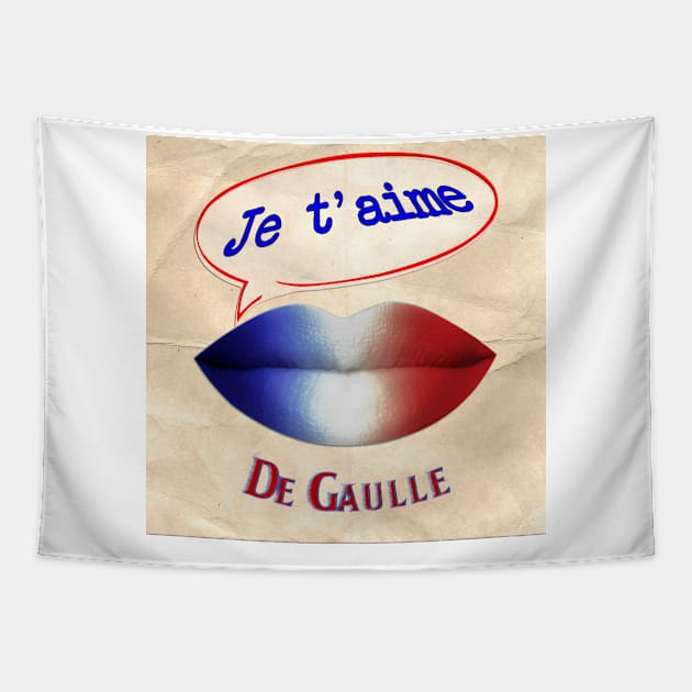 FRENCH KISS JETAIME DE GAULLE Tapestry by ShamSahid