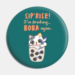 Boba Surprise/Sip-prise Cat with a giant cup of Boba tea Pin