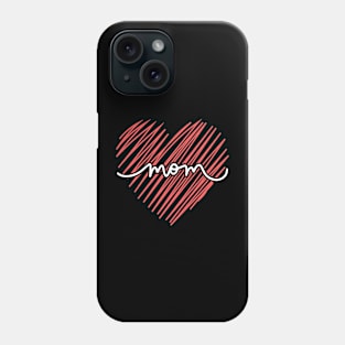 Mom and Scribble Heart Black Phone Case