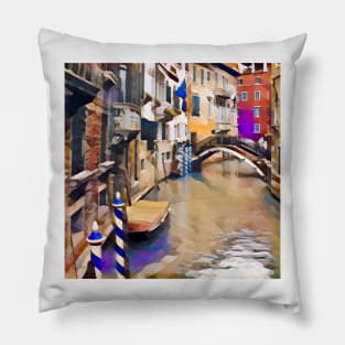 Venice Canal with Bridge Pillow