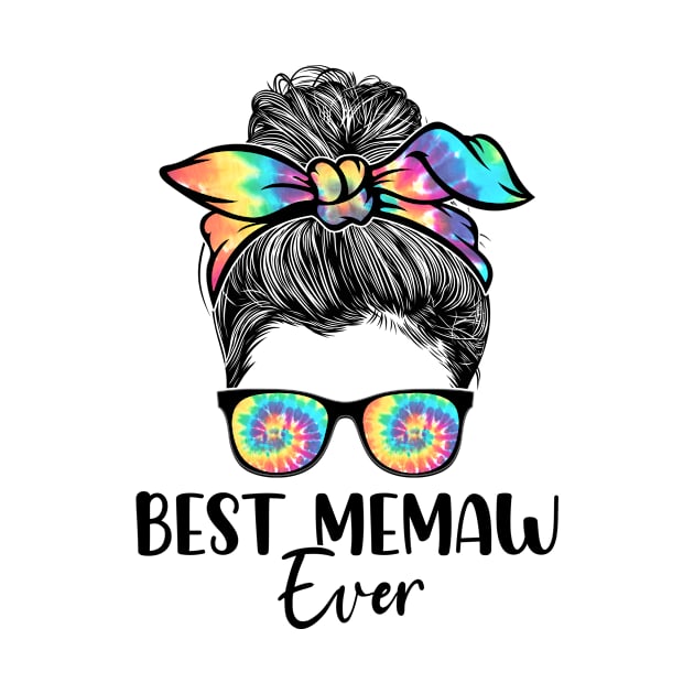 Best Memaw Ever Tie Dye Messy Bun Bandana Mother's Day by Harle