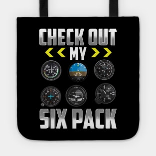 Check Out My Six Pack Airplane Pilot Aviation Pun Tote