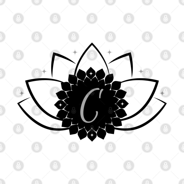 C - Lotus Flower Monogram by Mazzlo Shop