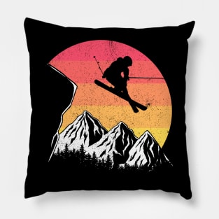 Vintage alpine skiing Pillow