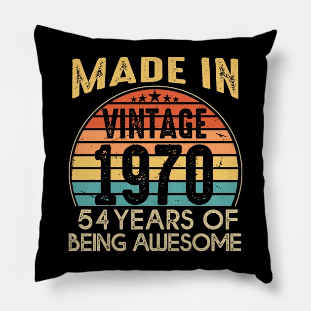 T4691970 Vintage 1970 54 Years Old Being Awesome Pillow by shattorickey.fashion