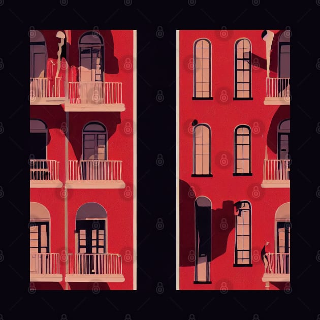 Wes Anderson Red Neighborhood Windows by Motif Mavens