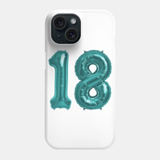 Aqua Blue 18th Birthday Metallic Helium Balloons Numbers Phone Case