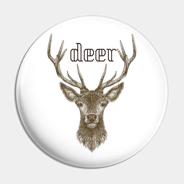 Deer Drawing Style Pin by JeffDesign