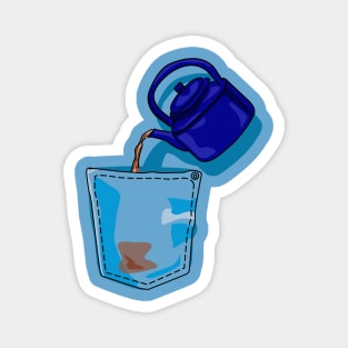 Tea in my Pocket - Denim Pocket with Teapot Design Magnet